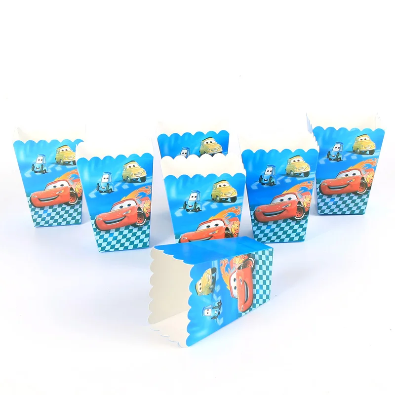 

Disney car Candy Popcorn Boxes for Wedding Party Supply Party Popcorn Bags Kids Favors Disposable Package 6pcs/lot