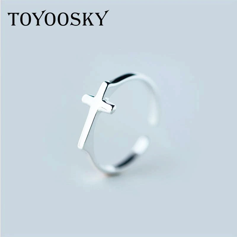 

925 Sterling-silver-jewelry Temperament Vintage Cross Rings For Women Gift Opening Ring Sterling Silver Jewelry 2017