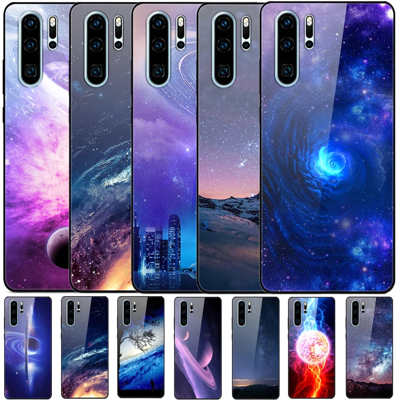 

F For Huawei P30 Pro Case Tempered Glass Hard Funda For Huawei P30 Pro Case P30Pro Cover 2019 Soft TPU on P30 Pro 6.47 Capas
