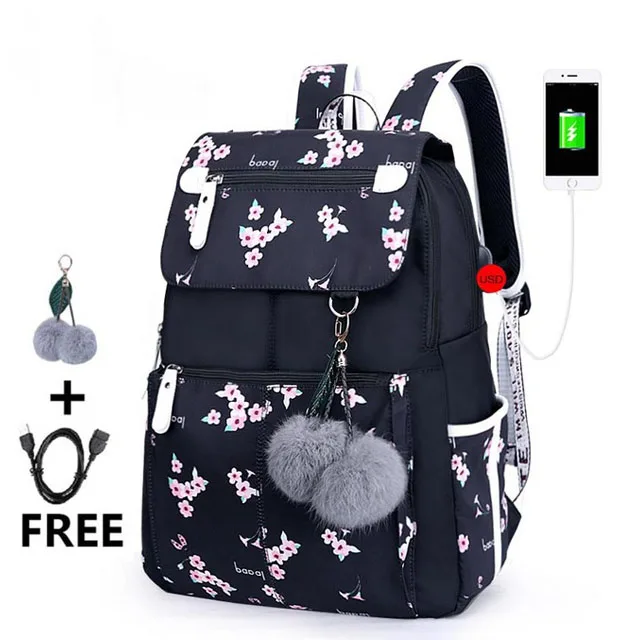 Puimentiua, детские школьные рюкзаки, корейский стиль, школьные сумки для девочек, Большой Вместительный рюкзак с цветочным принтом, сумка для детей, Mochila - Цвет: G