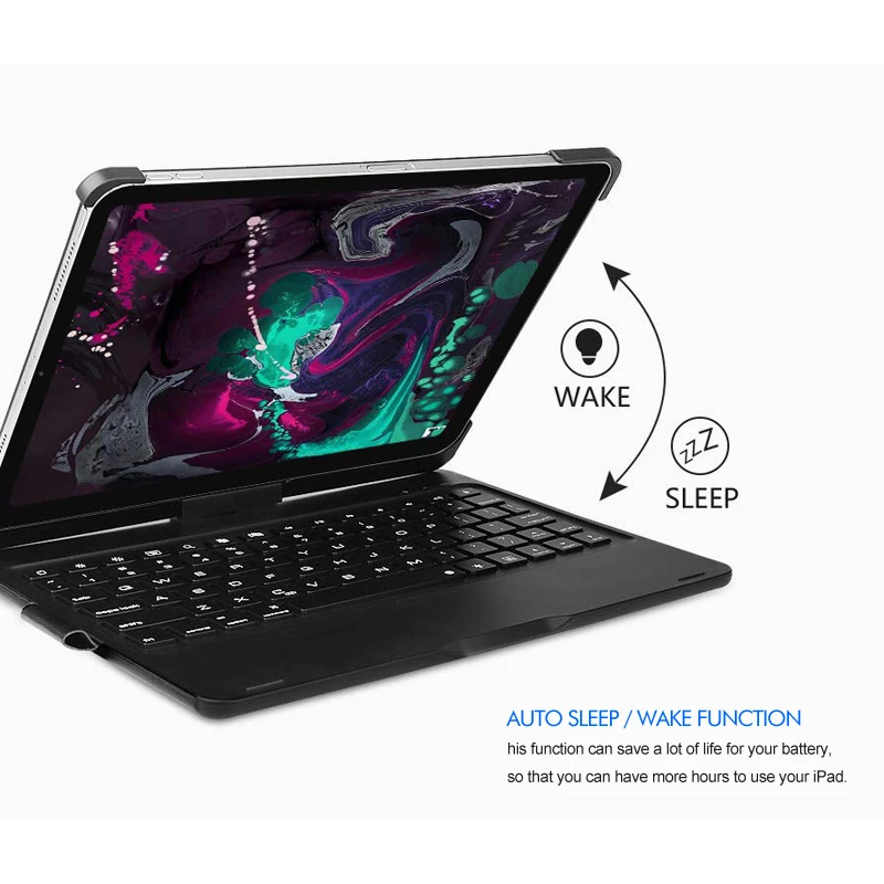 Чехол с клавиатурой для iPad Pro 11 дюймов 2020 2nd Gen /2018 1st 360 вращения и 7 Цвет подсветкой