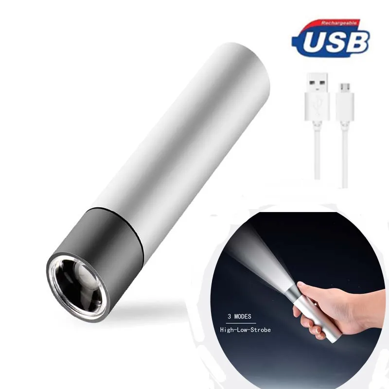 Мини-usb светодиодный фонарик на открытом воздухе перезаряжаемый свет для кемпинга Водонепроницаемая мощная банковская лампа 3 режима Удобная вспышка