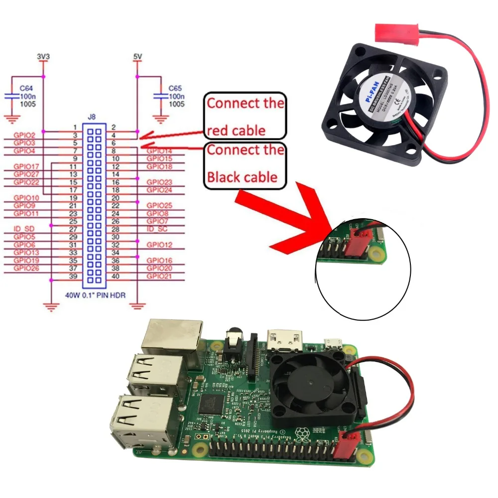 RPI охлаждающий холодный внешний вентилятор для Raspberry Pi 3 2 Модель B+ B Plus A+ RPi RasPi 5 V 0.2A FZ2687