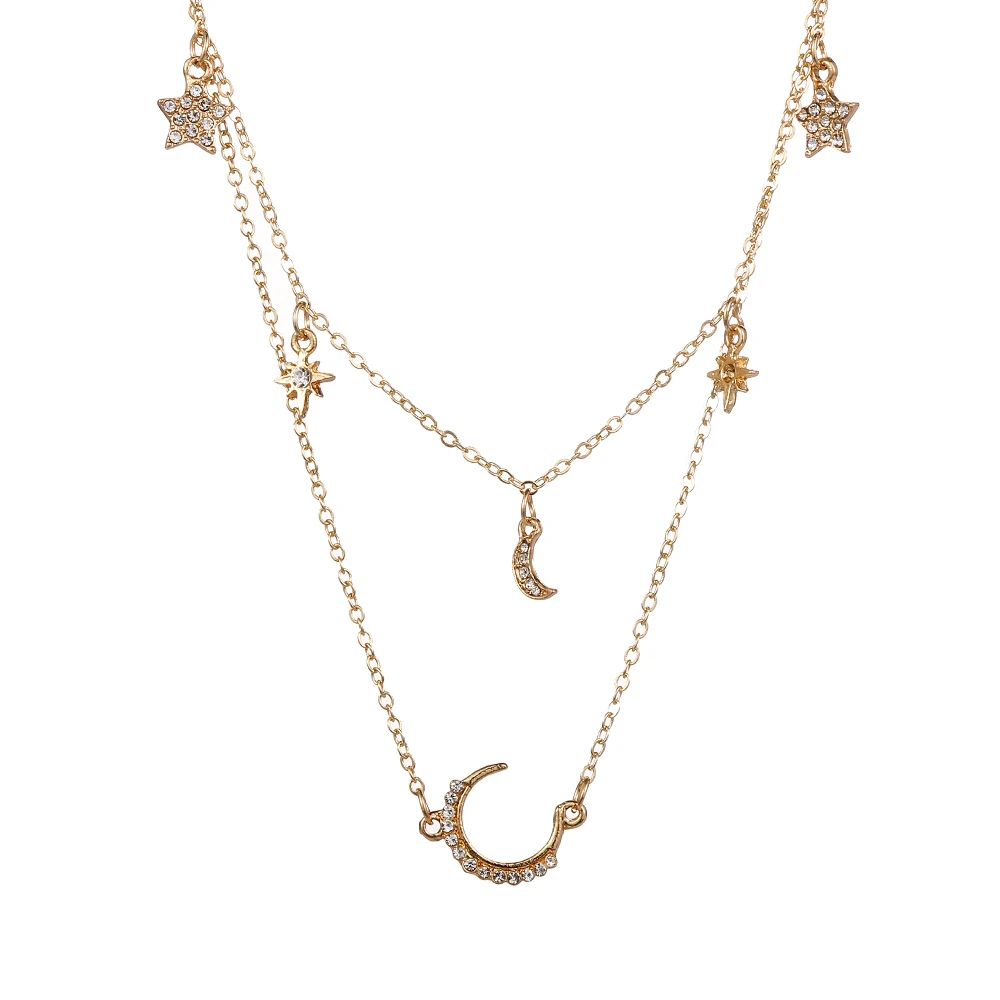 Винтажное изысканное многослойное ожерелье с подвеской очаровательное креативное Простое Элегантное ожерелье с подвеской в виде Луны