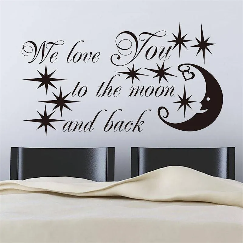 Chaud Citation D Amour Nous Aimons Vous Bonne Nuit Avec Moon Star Motif Creative Belle Enfants Bebe Chambre Vinyle Art Mural Chambre Maison Decal Aliexpress