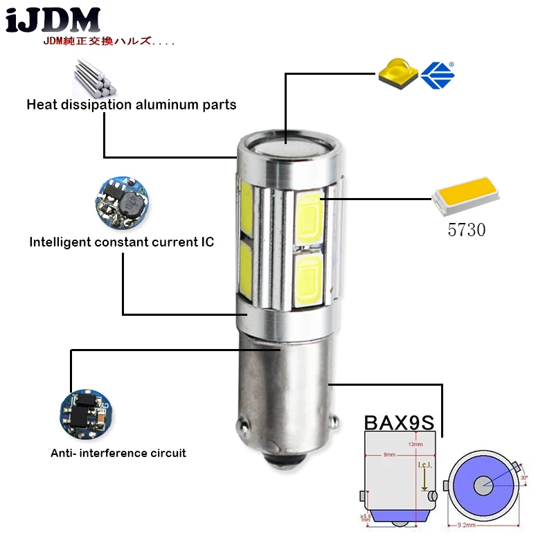 2 шт. высокое Мощность 11 Вт HID Белый BAX9S H6W CRE'E-для поверхностного монтажа светодиодный Замена лампы для автомобилей стояночного света, реверсивная лампы тормозных огней