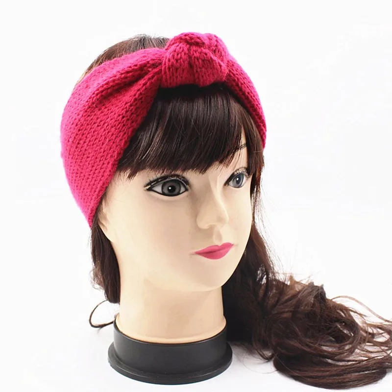 

Wool Knitted Headband Winter Ear Warmer Women Knot Turban Headwrap Head Scarf Girls Hairband Headwear Hair Accessories Caps Gift