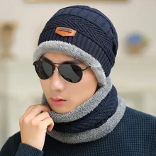 Зимние модные шапочки Для мужчин шарф вязаная шапка шапки маска Gorras капот зима теплая мешковатые Шапки для Для мужчин Для женщин Skullies шапочки шапки