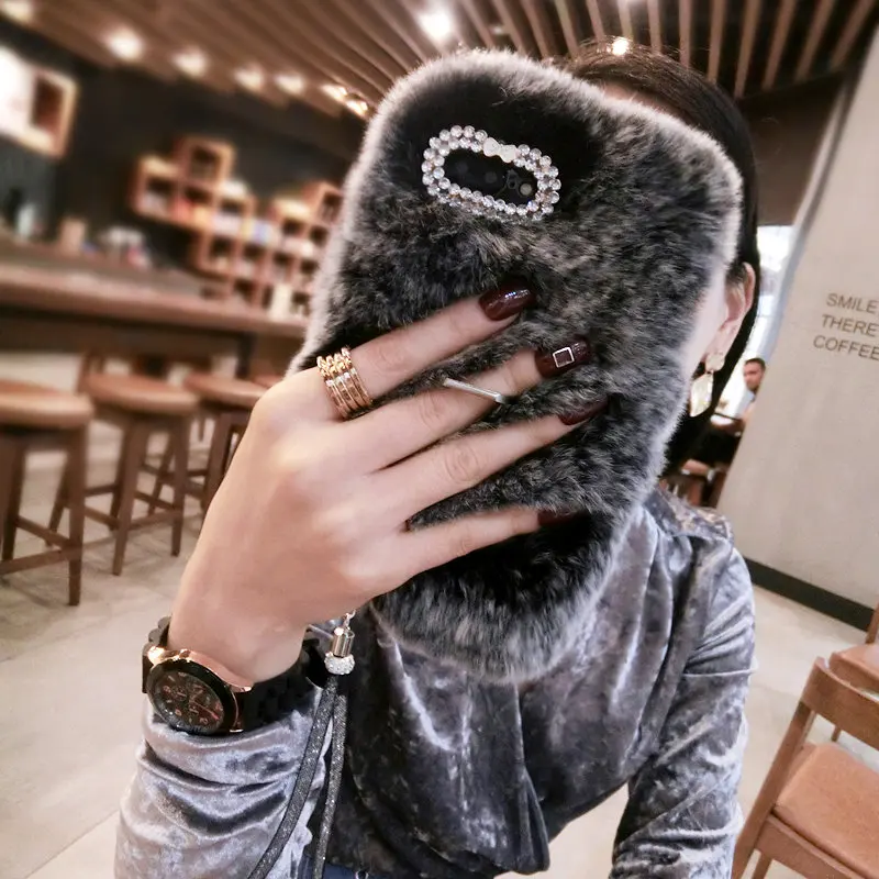 

Luxury Handmade Rabbit Full Furry Animal Hair Phone Case for Samsung Glaaxy A9s a9 2018 A8S A7 J6 4 Winter Soft Warm A40 30 M20
