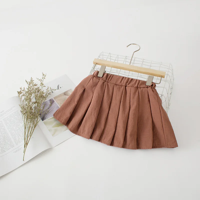 Baby Girl Tutu Skirts Autumn Baby Clothes Kids Princess Girls Skirt Pleated Pettiskirt solid color Kawaii school Skirts dropship (1)