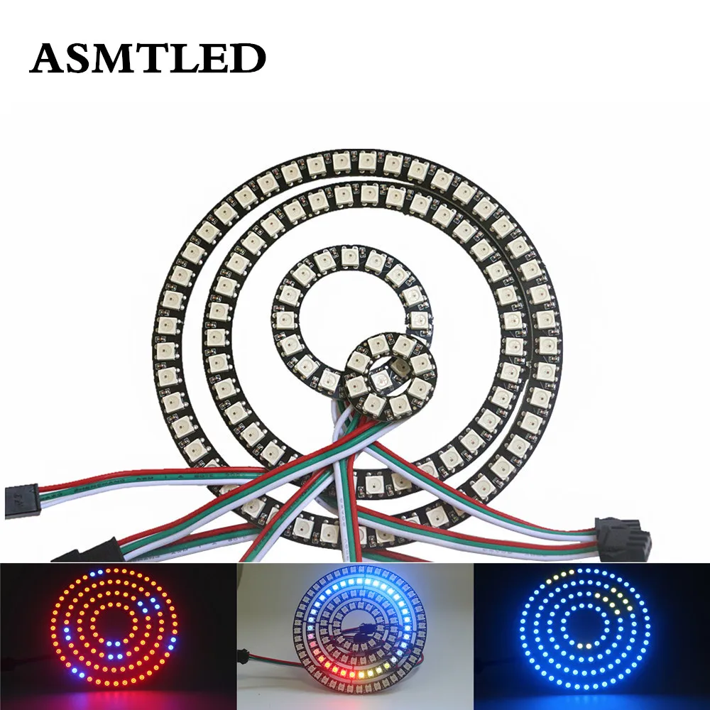 DC5V прибор приемно-WS2812B пикселей кольцо 8 12 16 24; большие размеры 35-45, 128 светодиодный s WS2812 SK6812 5050 RGB светодиодный кольцо WS2812 ic встроенный светодиодный полосы светильник