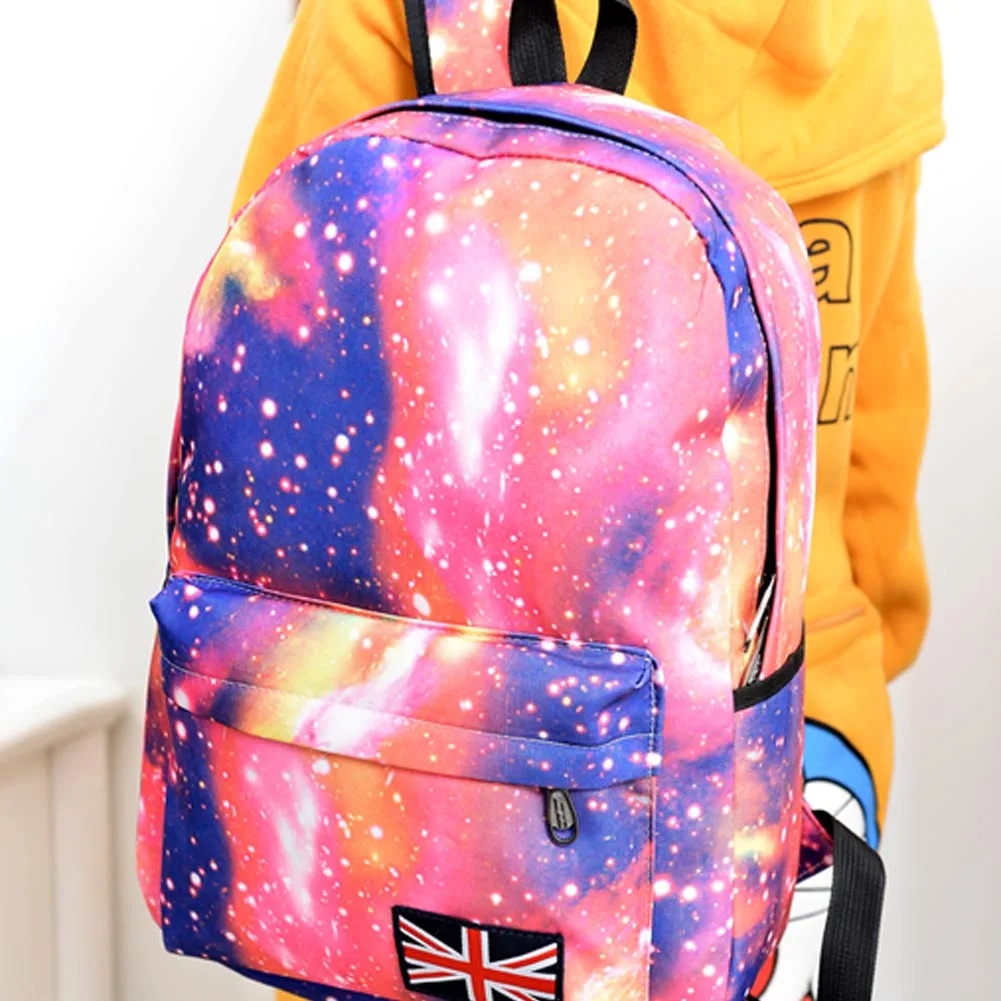 

Fashion Unisex Stars Universe Space Printing Backpack School Book Backpacks British-flag Shoulder Bag
