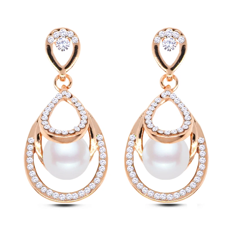 

E037 Pearl Rhinestone Earrings Women Gold And Silver Color Drop Earrings 2017 Latest Designs Dangle Earrings Birthday Gift