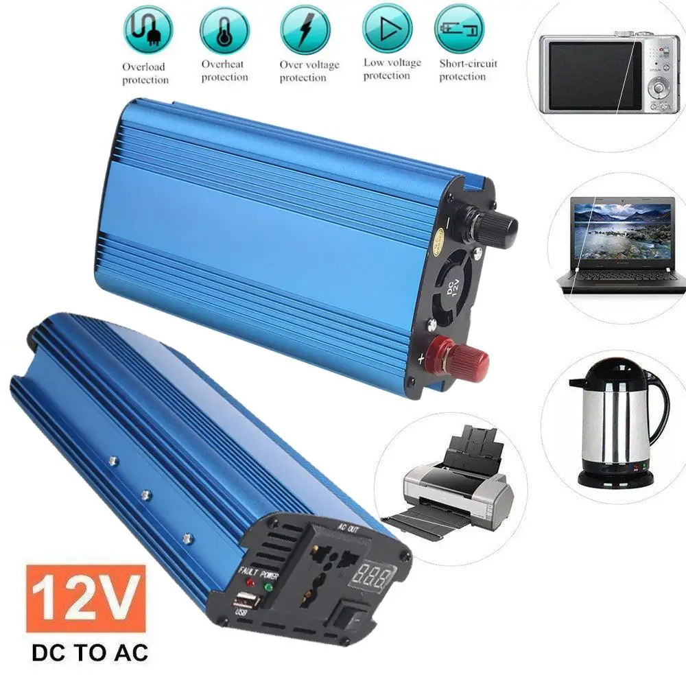 

Vehemo 12V To 220V Car Converter Vehicle Power Inverter Convenient Fan Car Inverter Transformer Durable Adapter