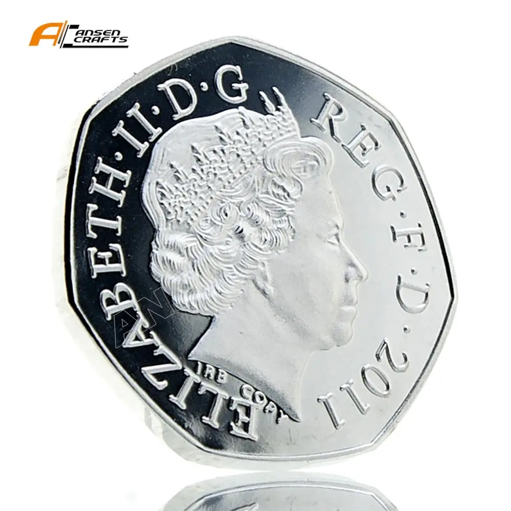 Олимпийская одежда для плавания 50P Fifty Pence Elizabeth II EIIR II 2011 британская Серебряная позолоченная копия монеты