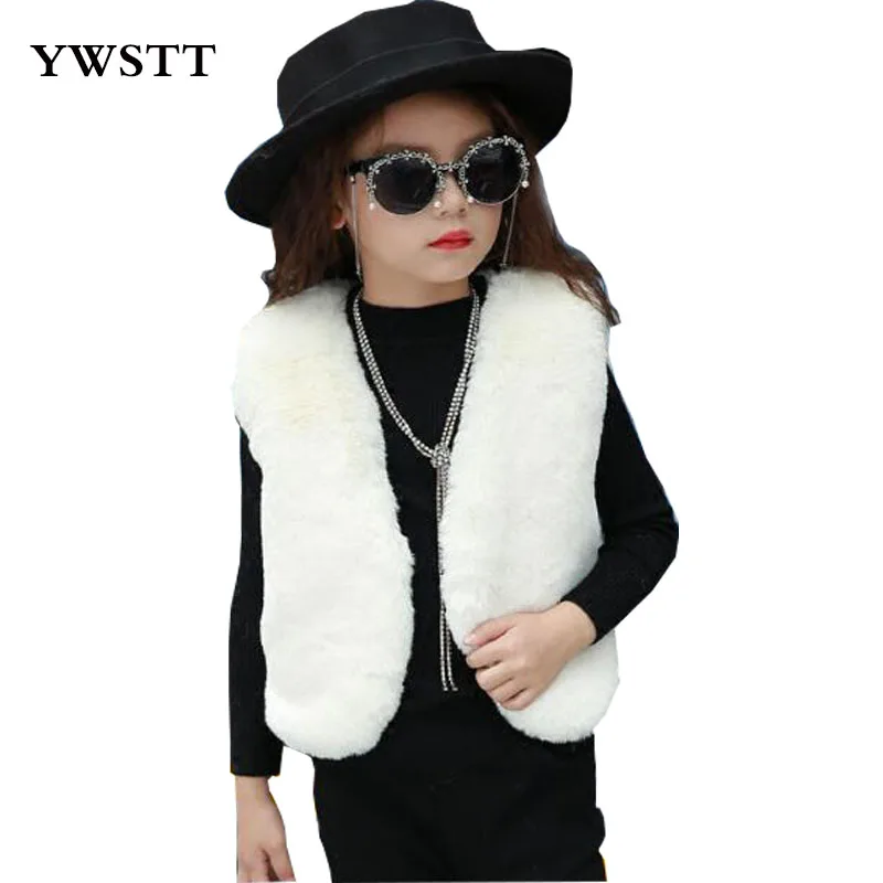 

2017 Autumn and Winter Children Simple Faux Fur Waistcoats Girls Fake Fox Fur Vests Girl Fashion Thickening Warm Waistcoat