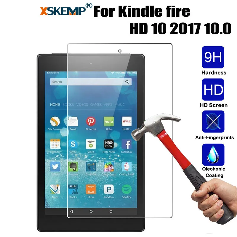 XSKEMP 9H закаленное стекло для Amazon Kindle fire HD 10 10,0 дюймов протектор экрана планшета 9H закаленное защитное стекло