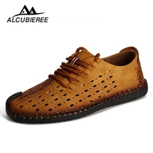 Breathable Leather Casual Shoes Men Summer Beach Loafers Slip-On Design Sneakers Flat Outdoor Adult Boat Male Shoe Moccasin 2018
