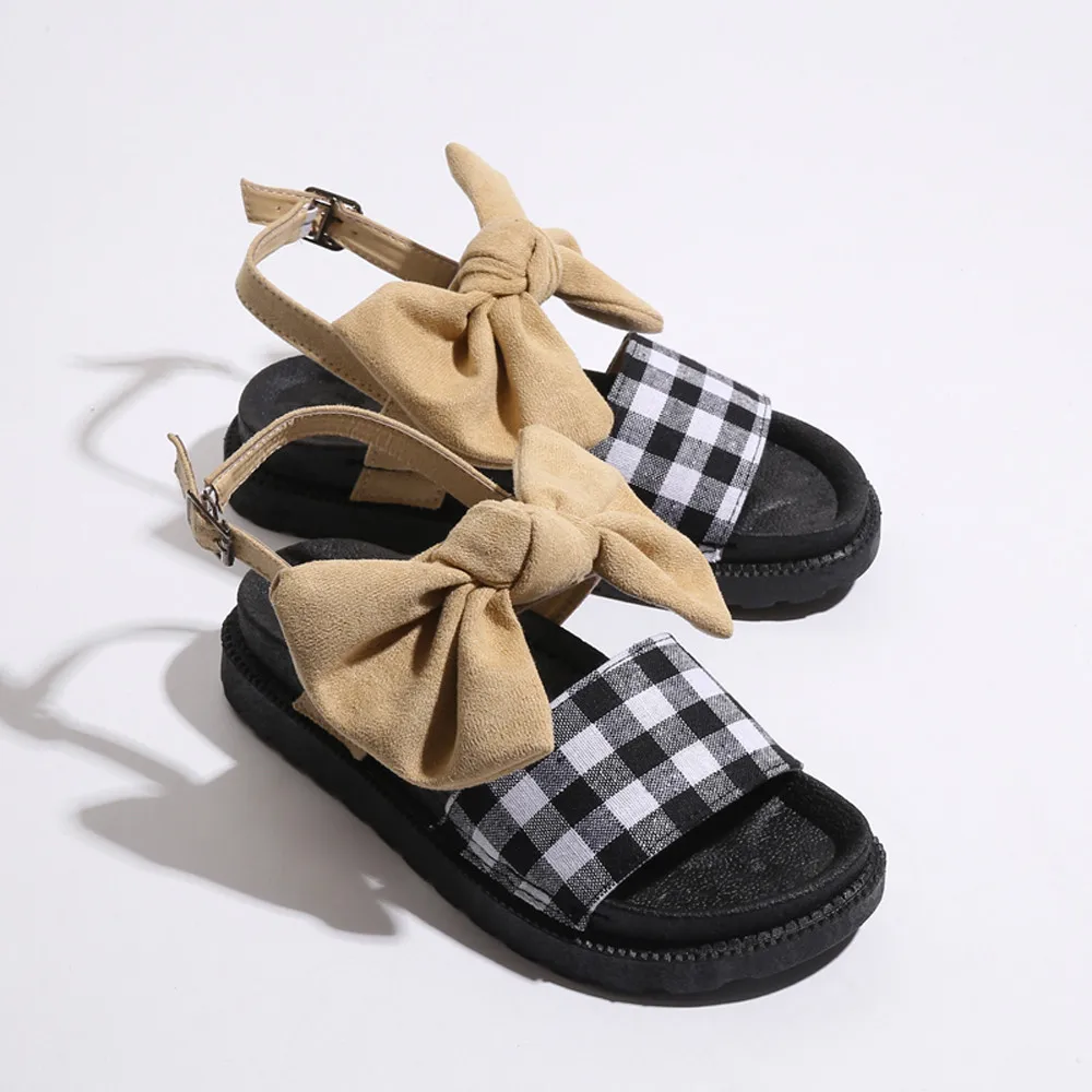 

Women Fashion Sweet Bow Hasp Round Toe Thick Bottom Flatform Shoes Sandals Hasp Female Sandals Chaussures Femme ete