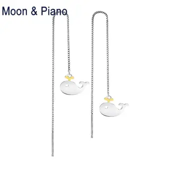 

925 Sterling Silver Grey Whale Drop Earrings Romantic for Woman Cute Small Fish Fine Jewelry Valentine's Day Gfit Free Shipping