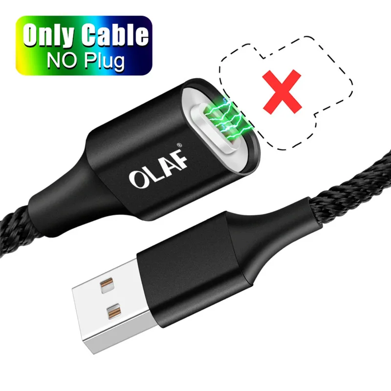 Магнитный кабель OLAF Usb c Micro Usb type C для быстрой зарядки, магнитное зарядное устройство Microusb type-C для Iphone 7 Xs MAX samsung Xiaomi Usb-c - Цвет: Black Only Cable