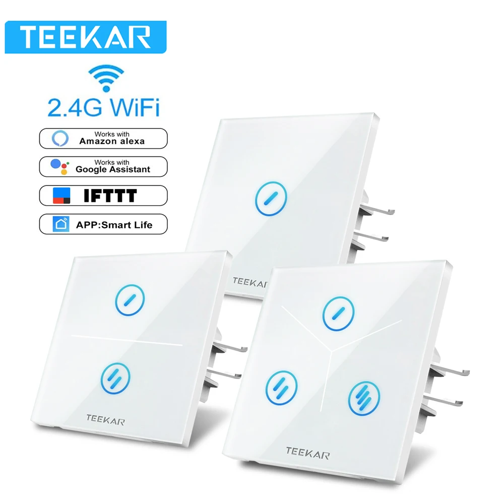  Teekar Touch Switch Smart Light Switch Panel 1/2/3 Gang Wall Touch Wifi Switch EU Standard Work wit - 33030860599