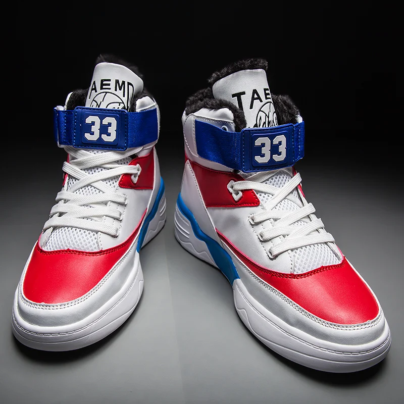 

Autumn Winter Men Women Warm Fur Plush Basketball Shoes Lace Up Platfrom Sneakers Men Lightweight Athletic Trainers Lovers Boots