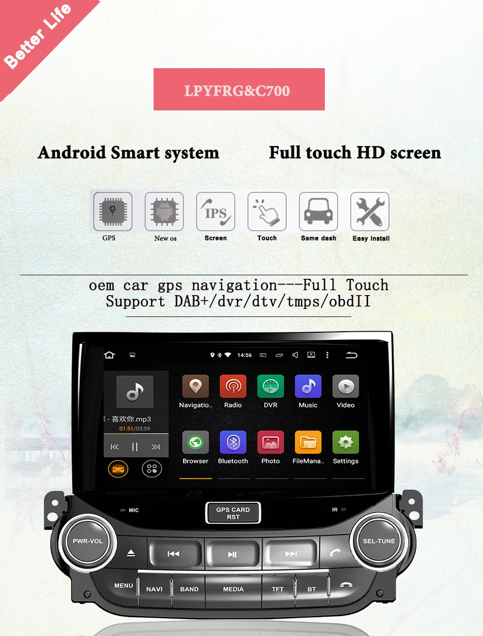 Sale 8" Octa core Android 9.0 4G+64G Car DVD player Auto Stereo unit GPS navigation for CHEVROLET MALIBU 2013 2014 2015 Satnav System 2
