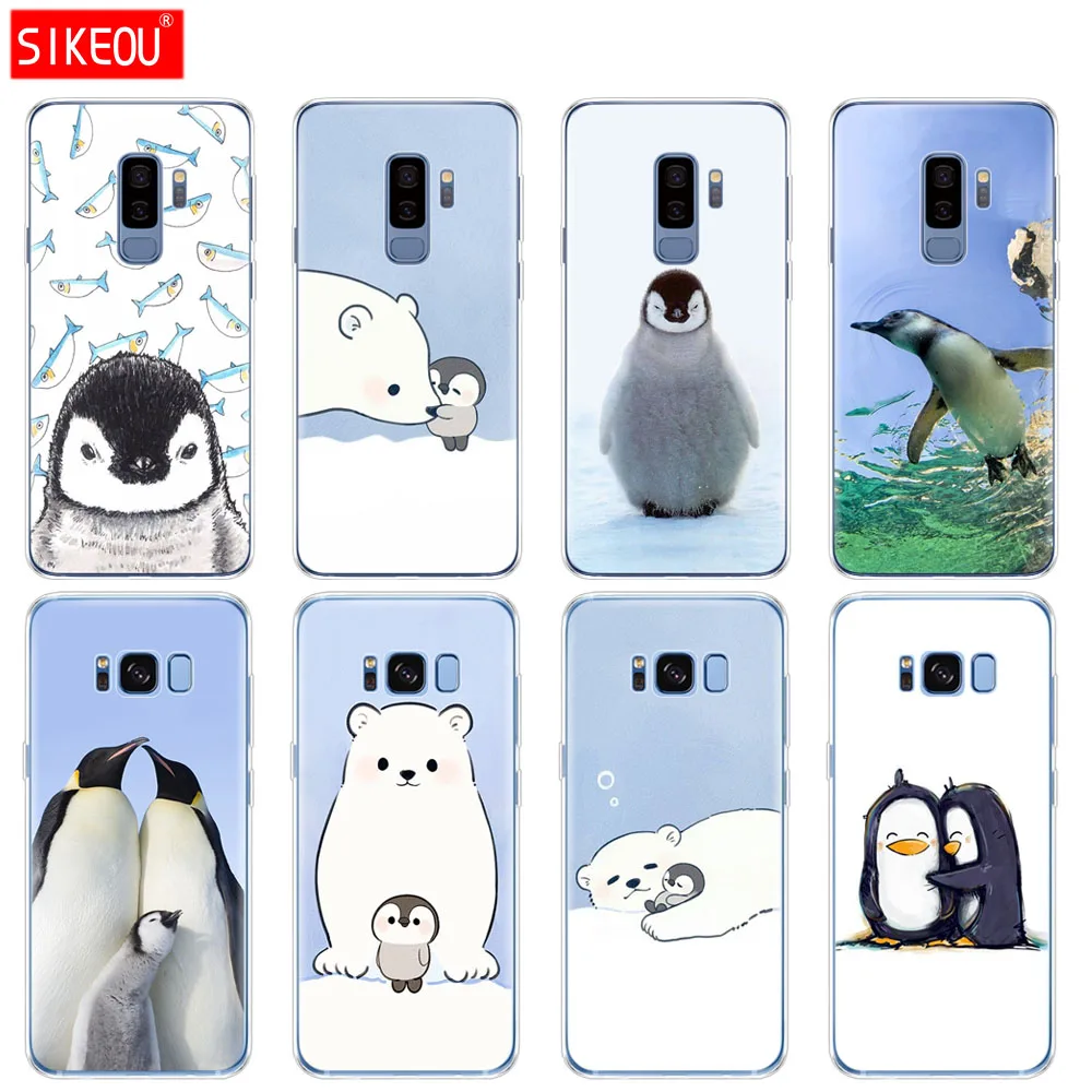

silicone case for Samsung Galaxy S9 S8 S7 S6 edge S5 S4 S3 PLUS phone cover Lovely Penguin Polar Bear