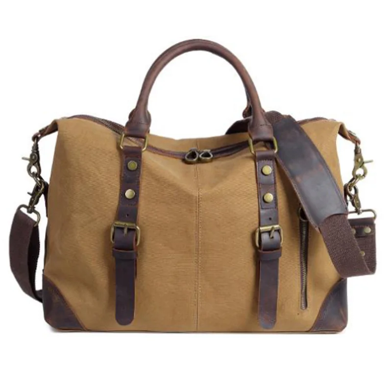 

ABDB-Retro Wind Canvas Bag Travel Bag Luggage Bag Men'S Sports Fitness Travel Shoulder Bag