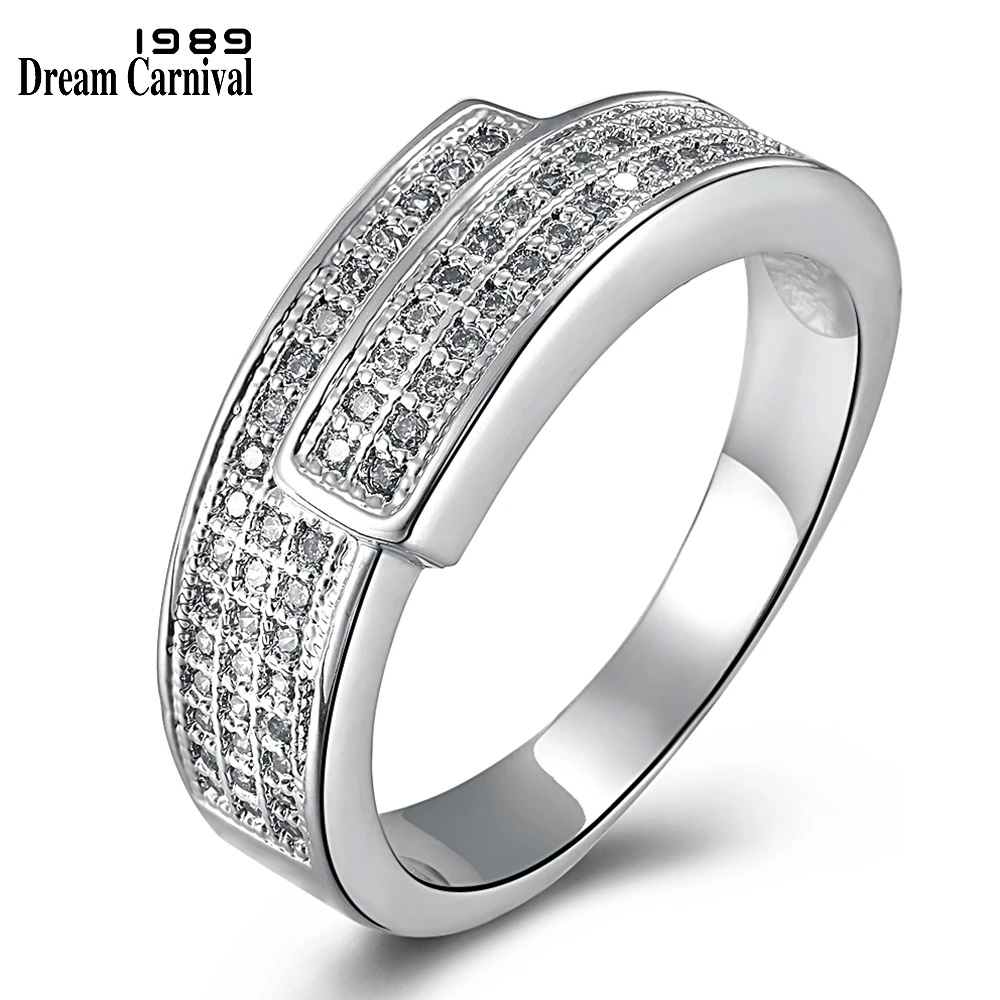 DreamCarnival 1989 Women Engagement Ring Rhodium Two Tones Gold-color New Design Zircon Aniversario Anillos Anel Jewelry YR6448