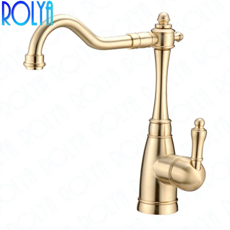 

ROLYA Golden Kitchen Faucet Swivel Sink Mixer Tap Luxurious