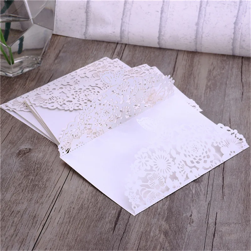  10pcs Vertical Laser Cut Butterfly Invitations Cards Kits for Wedding Bridal Shower Birthday (White - 32845106199