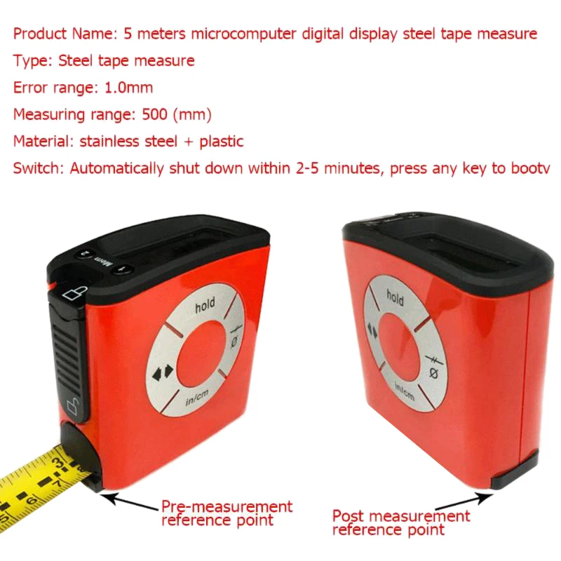 5M/16Ft Lcd Digital Tape Measure Portable Digital Measuring Tape