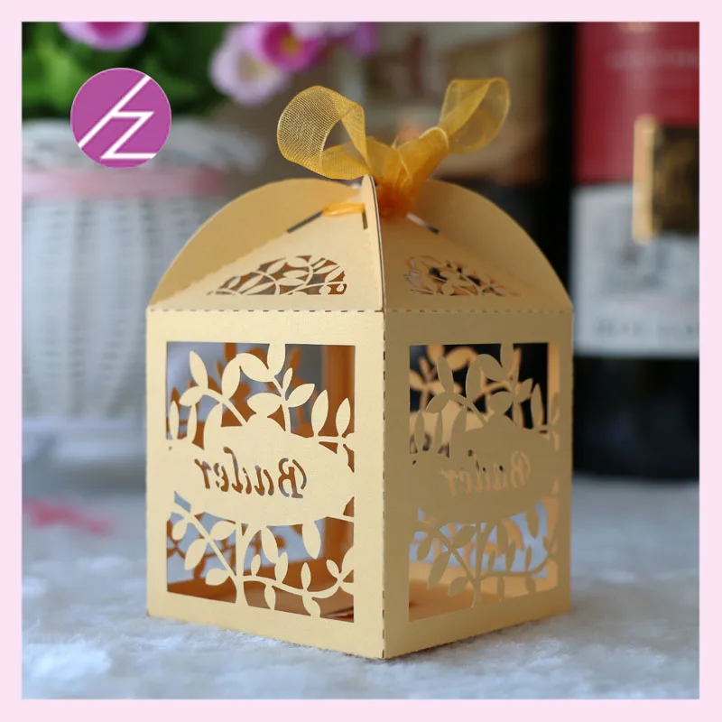 100pcs Lot New Arrival Special Leaf Design Cheap Wedding Cake Boxes