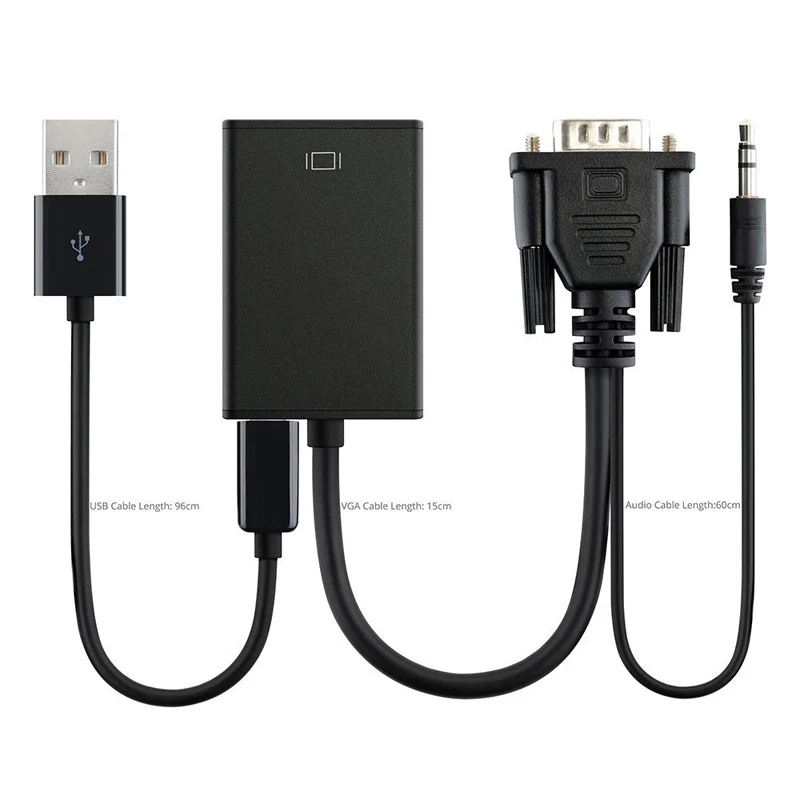 

New VGA to HDMI Adapter Convertor Cable Converter Support Audio for HDTV PC SD998