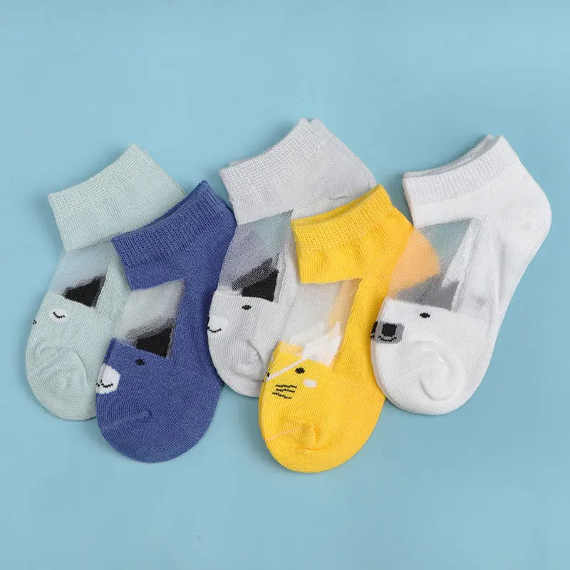 

5pairs/lot 2019 Children Socks Pure Cotton Thin Section Mesh Invisible Hosiery Yarn Hubble-bubble Mouth Baby Socks