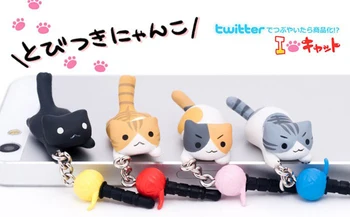 

wholesale 20pcs/lot With packaging kawaii Chi's cat headset Anti dust plug for cell phone ks cute anime ear jack earphone cap