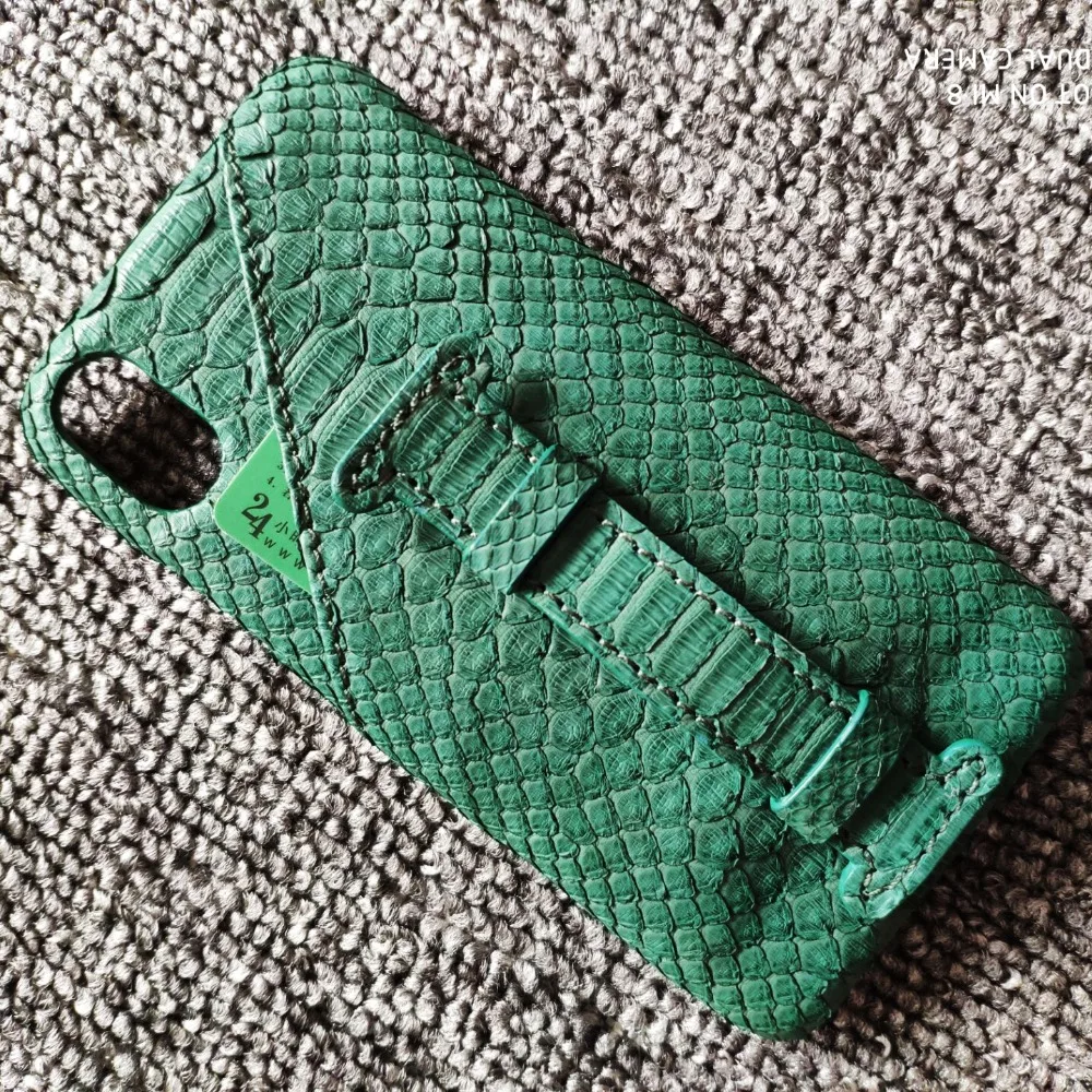 

New For iPhone X XS Max XR Genuine Leather Boa Constrictor Cover Natural Real Python Skin Phone Case Card Pocket Handhold Holder
