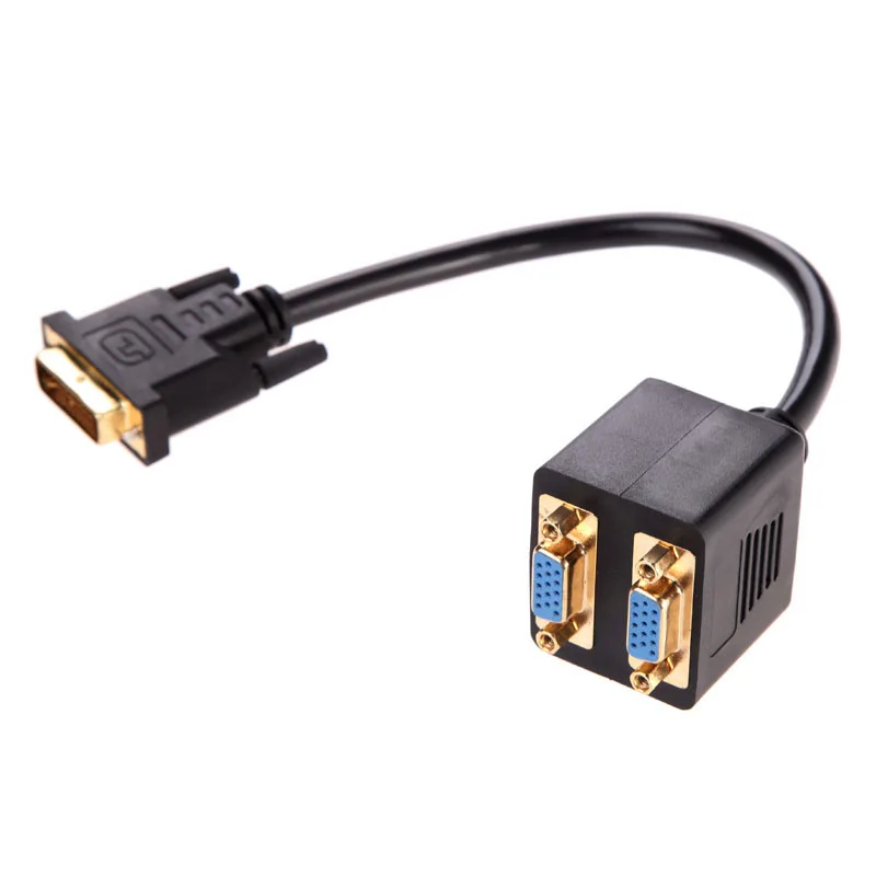 

DVI-I 24+5 Pins Male to 2 Dual VGA Female Monitor Adapter Splitter Cable High Quality