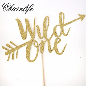 

Chicinlife gold Glitter Wild One First Happy Birthday boy/girl Cake Cupcake Toppers Kids Party baby shower Decorations Supplies