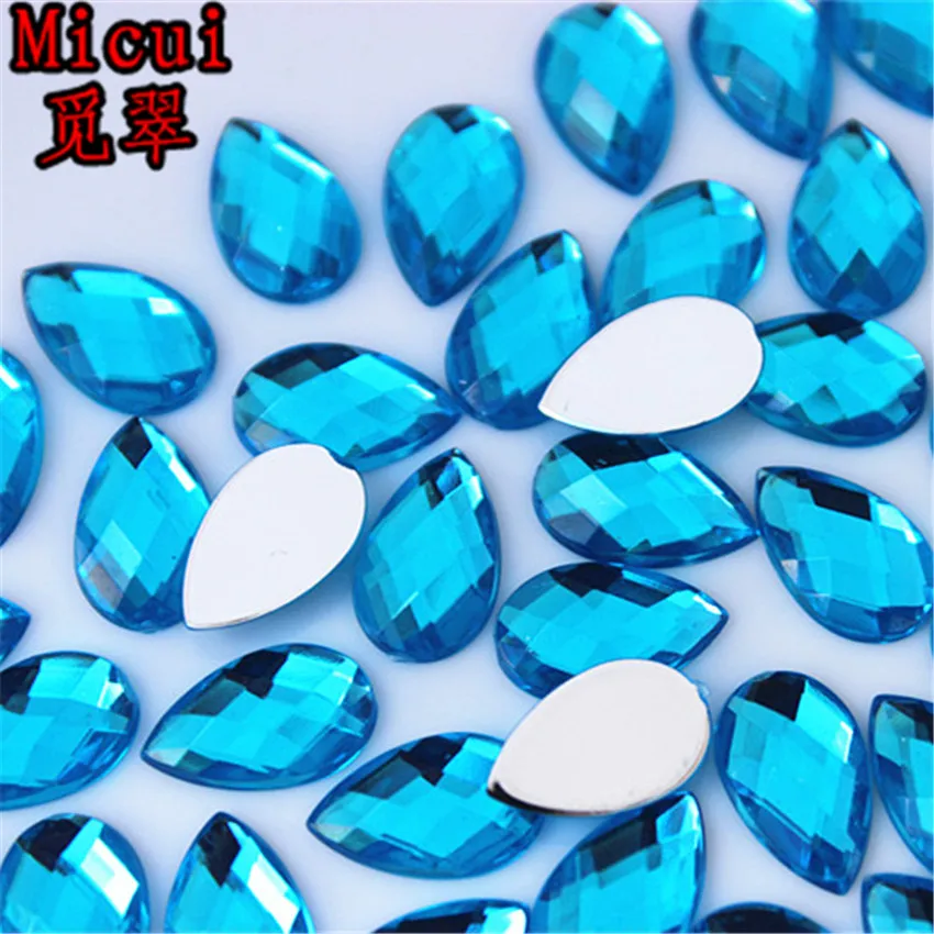 Micui 100 шт. 8*13 мм разные цвета стандартные акриловые драгоценные камни с плоским