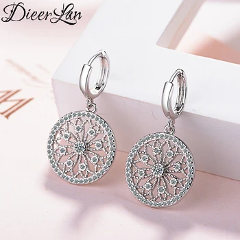 

DIEERLAN Luxury Trendy 925 Sterling Silver Big Hollow Round Hoop Earrings for Women Wedding Statement Jewelry Brincos Pendientes