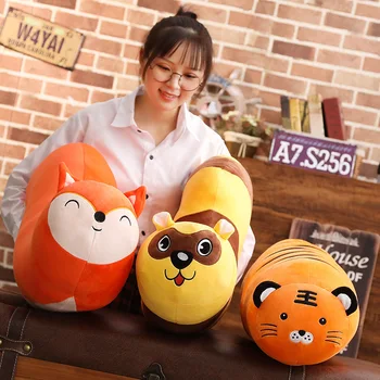 

50cm/100cm Cartoon Tiger Raccoon Fox Plush Animals Stuffed Plush Animals Tails Pillow Cushion Toy Birthday Gifts Kids Girls Toys