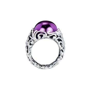 

Good Quality 925 Sterling Silver Regal Dazzling Beauty Ring, Purple CZ Decorative Rings for Women Wedding Original Jewelry