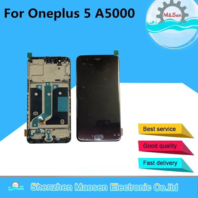 

Original M&Sen For Oneplus 5 A5000 Supor AMOLED LCD Screen Display+Touch Panel Digitizer With Frame For Oneplus 5T A5010 Display