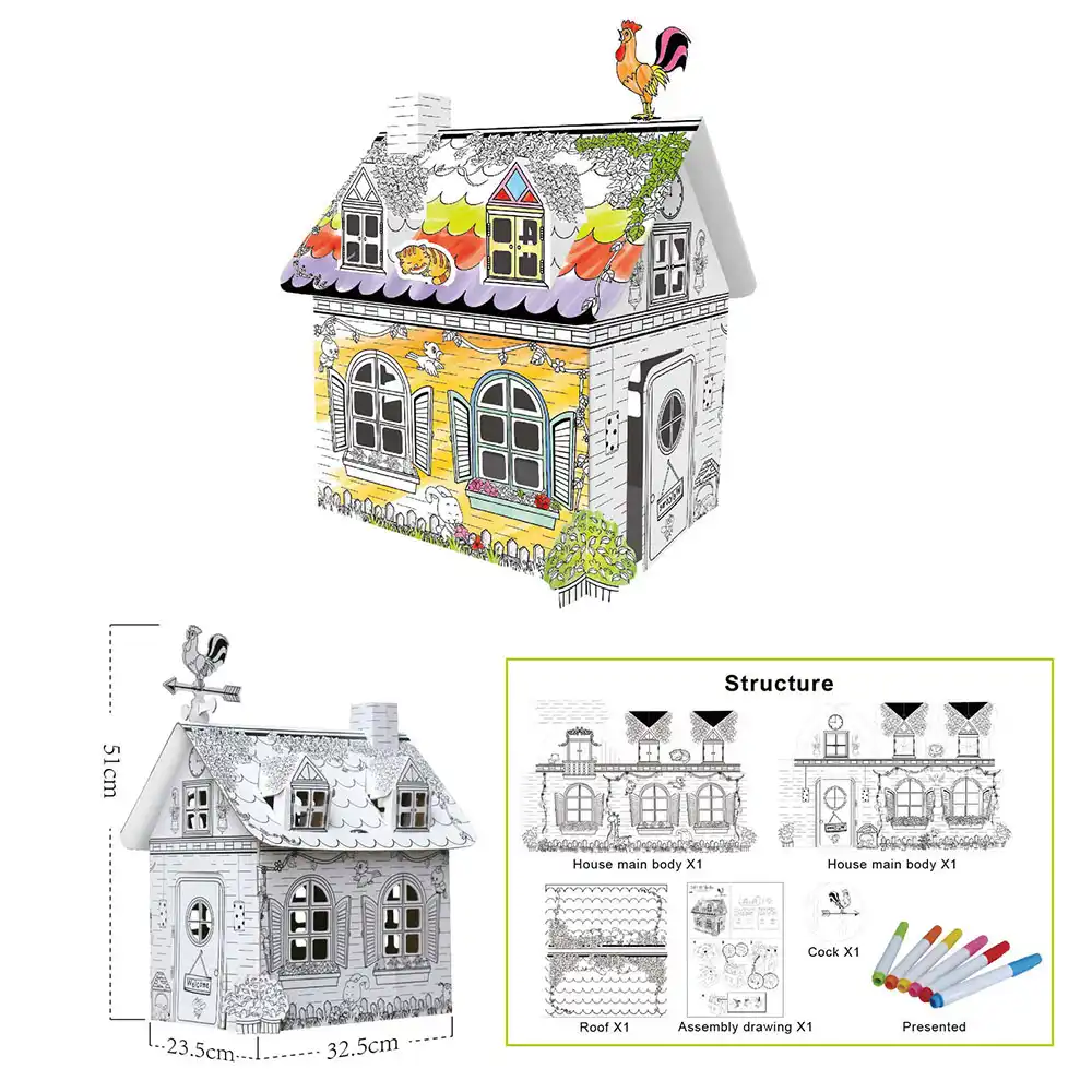 Cardboard Coloring House Color Fun