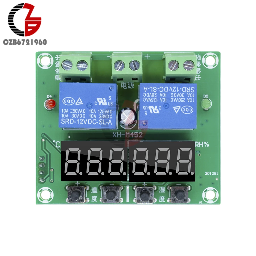 12 В 110 В 220 В цифровой регулятор температуры и влажности, измеритель внутреннего и наружного отопления, термостат, гигрометр, термометр