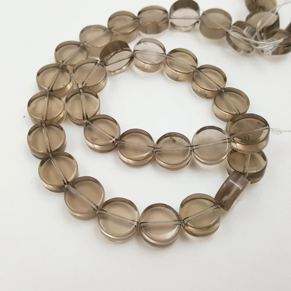

Lii Ji Natural Stone Smoky Quartz Disc Round Shape beads about 6x12mm