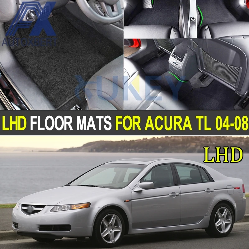 For 04-08 Acura TL Sedan Floor Mats Carpets Front & Rear Nylon Black